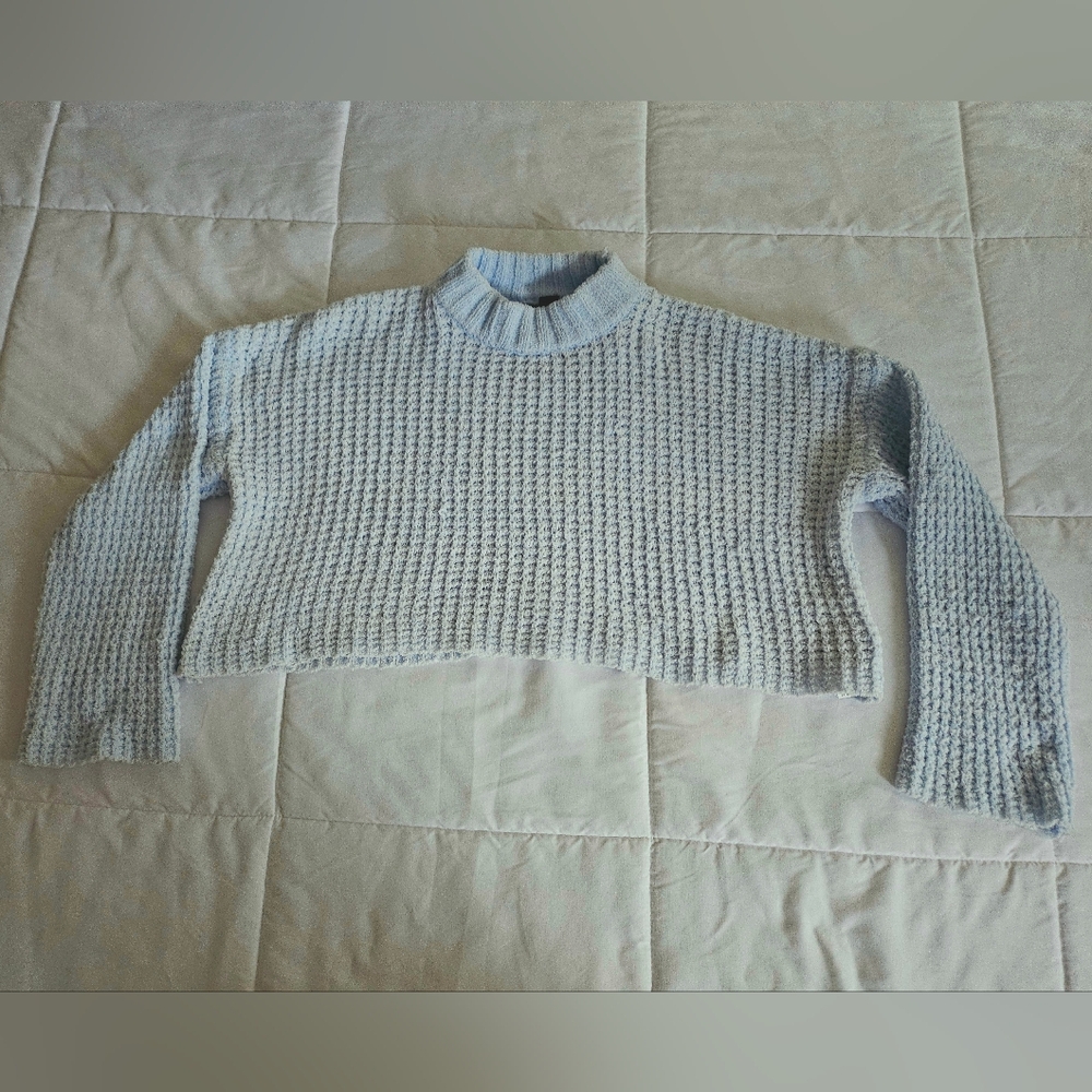 Forever 21 Light Blue Cropped Turtleneck Sweater